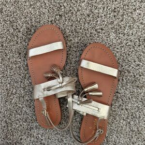 Gold and Brown Leather Sandals